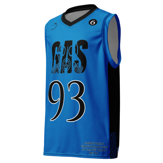 Aqua Blue Sea Gas Basketball Jersey