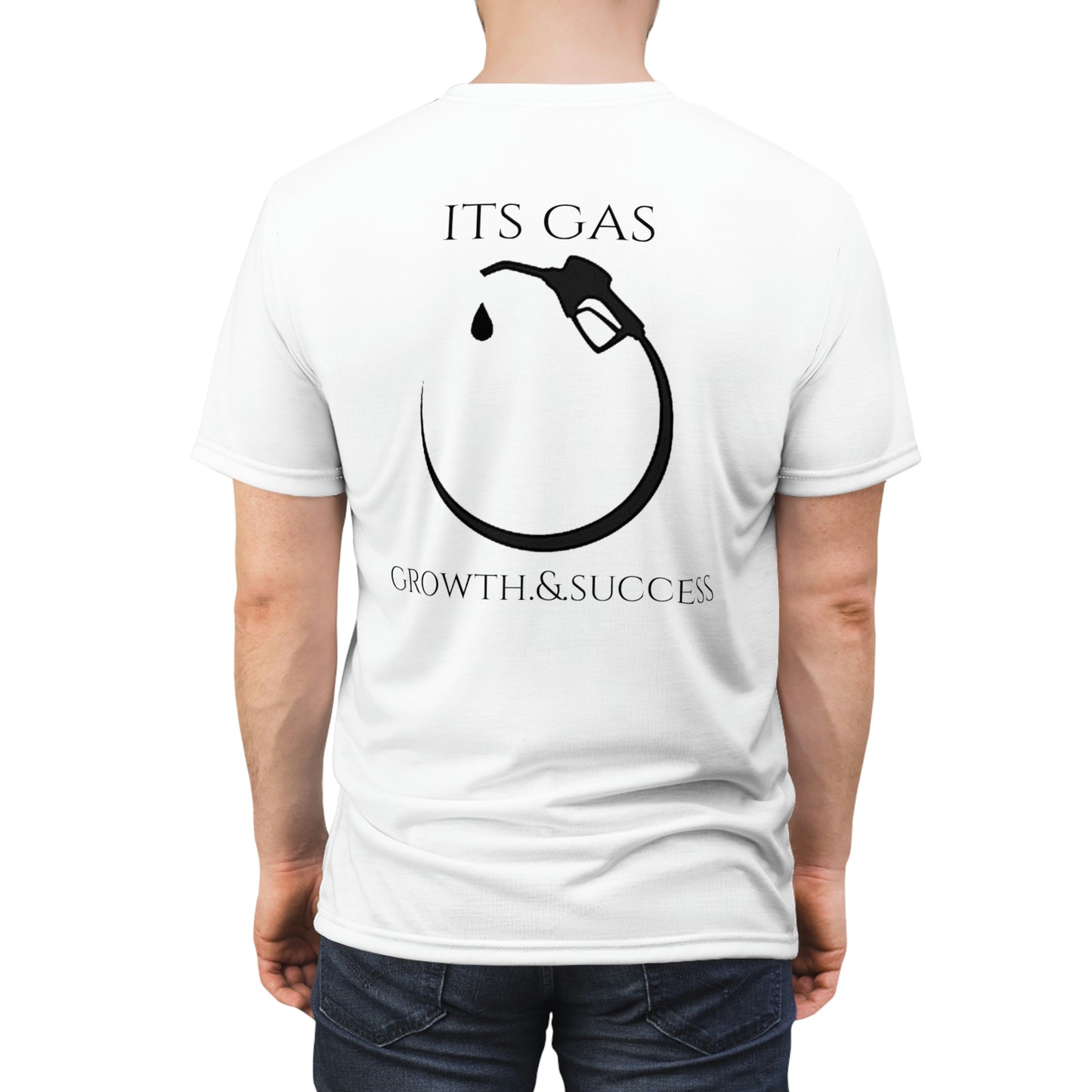 White All Gas No Breaks Billboard Unisex T shirt on body back